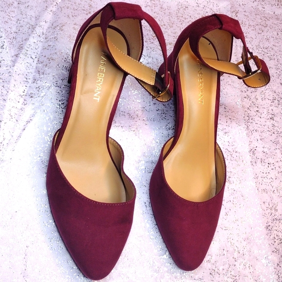 Burgundy suede chunky heels - Picture 2 of 3
